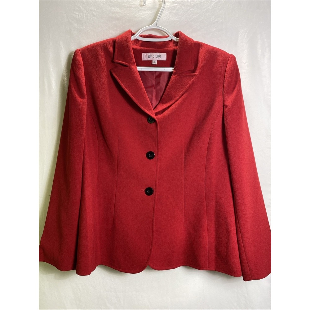 Suit‎ Studio Women's 10P Petite Red Button Front Career Business Suit Jacket
